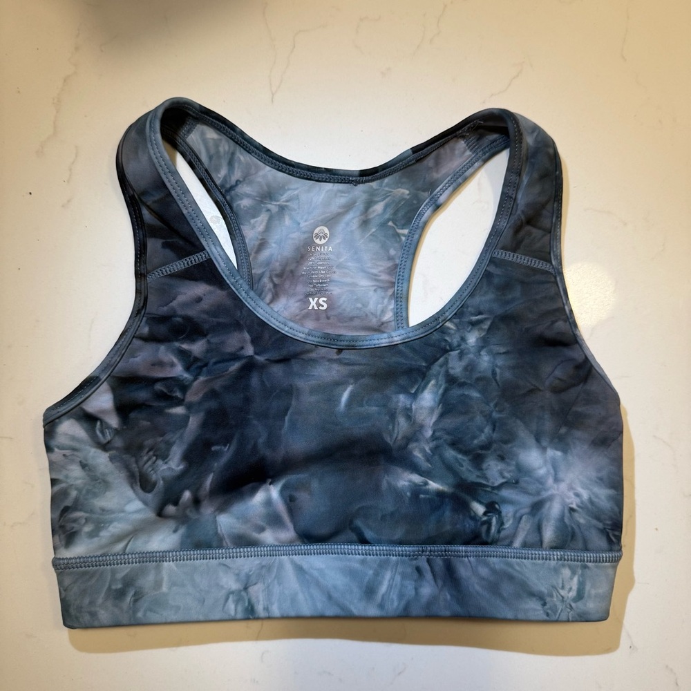 Senita Athletics Blue Tie-Dye Sports Bra